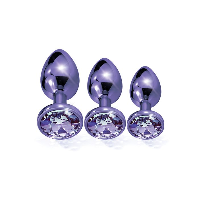 Metal Butt Plug Trainer Set w/Inlaid Jewel