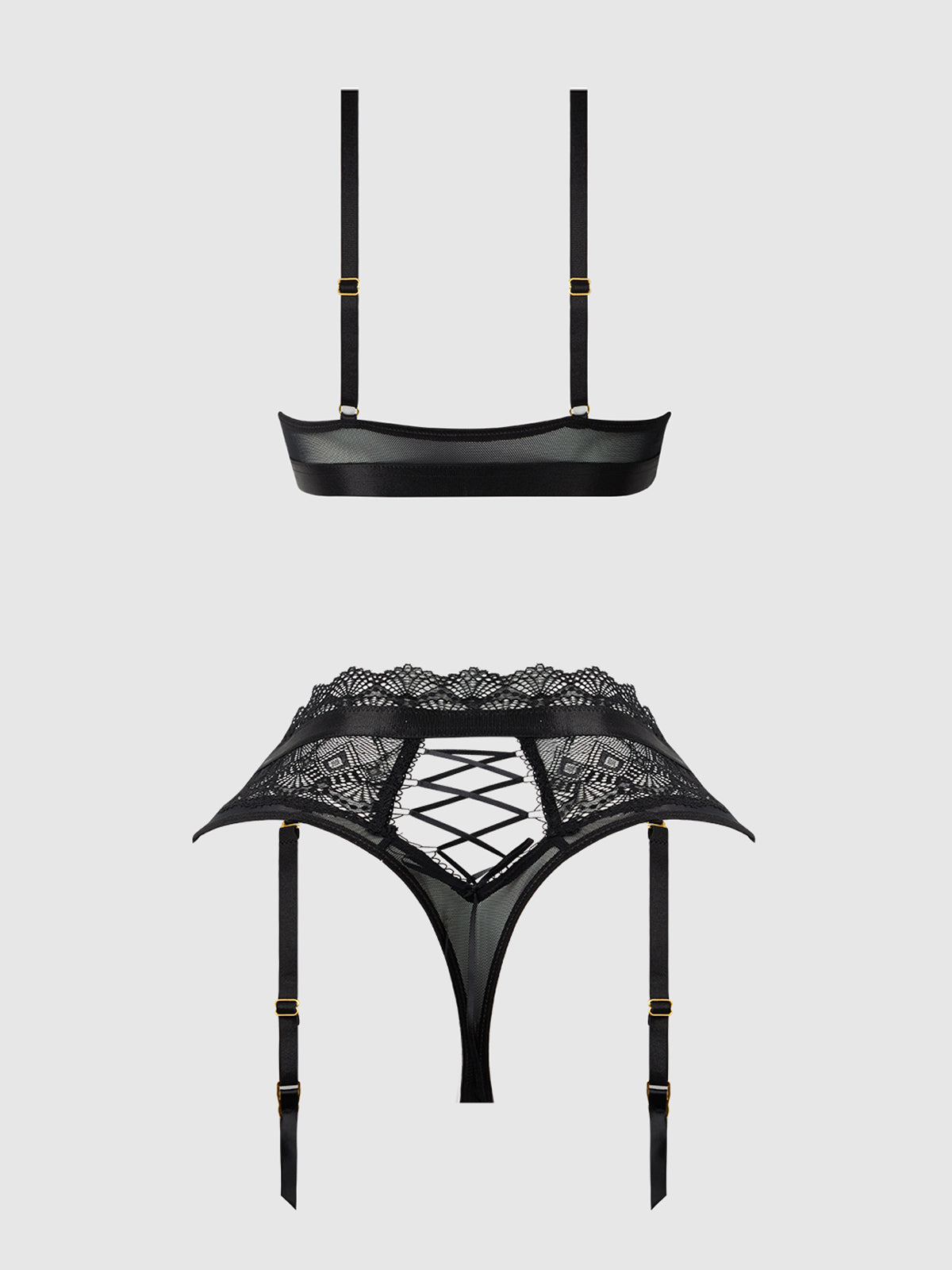 VIVIENNE LACE & MICRO BRALETTE & THONG SET