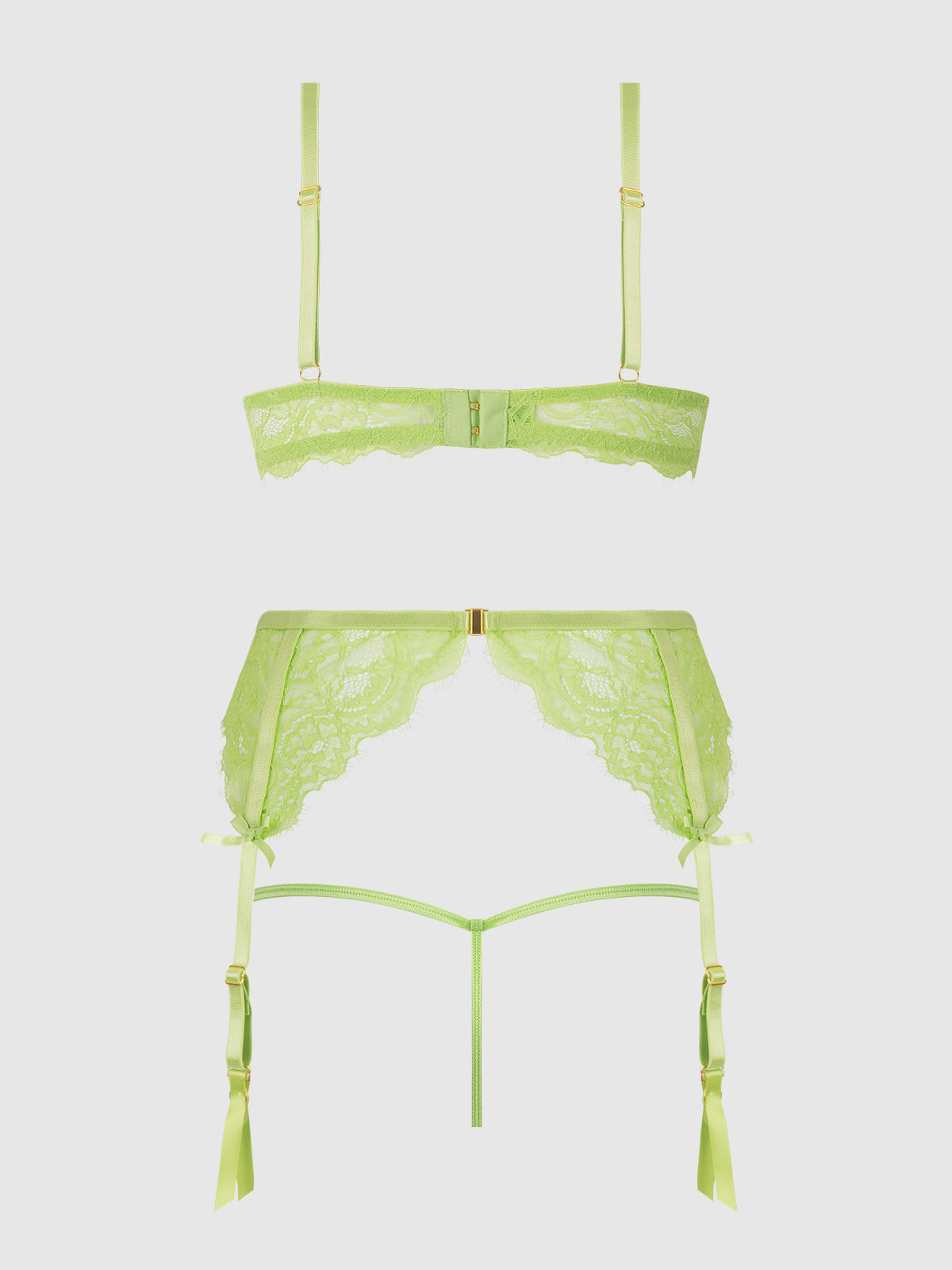 SHAVON LACE & CHIFFON BUSTIER & THONG SET