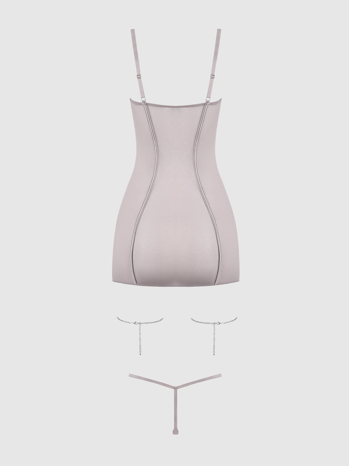 PRESLEY SHINE MESH & RHINESTONE CHEMISE & G-STRING SET