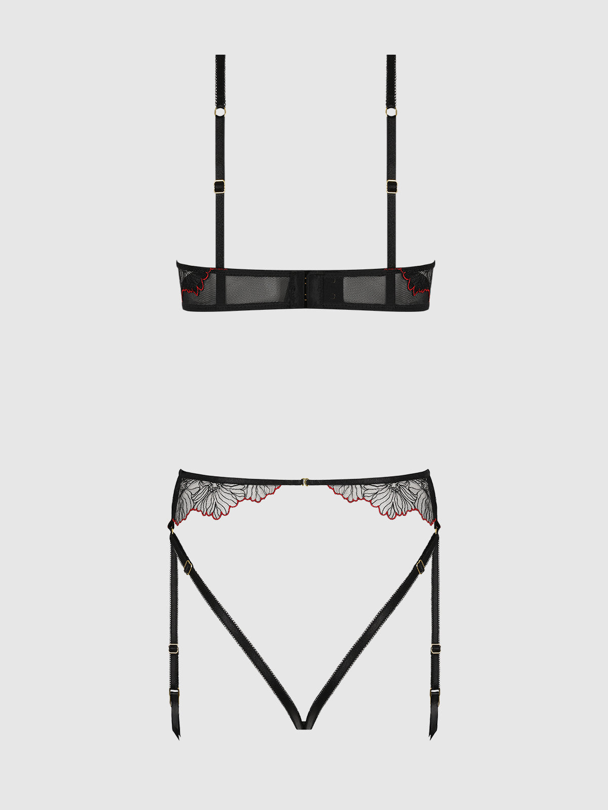 ILENA EMBROIDERED TULLE CROTCHLESS & OPEN BACK TEDDY