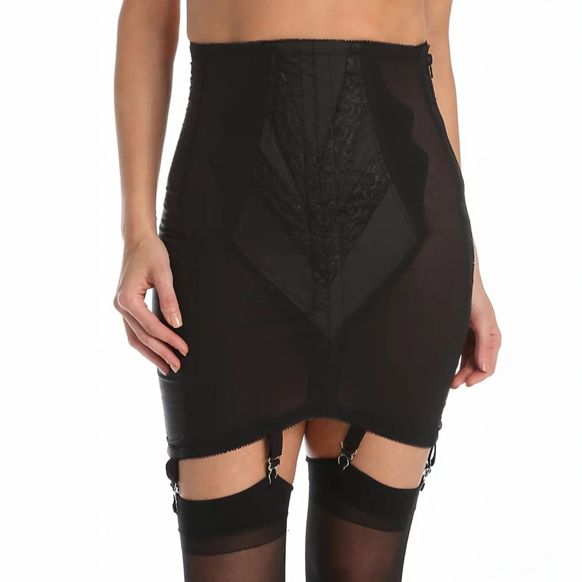 High Waist Open Bottom Girdle | Extra Firm Shaping | Side Zipper + Hook Closure