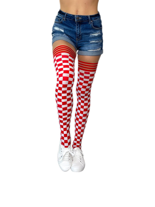 Game Day! - Red & White Thigh-Highs