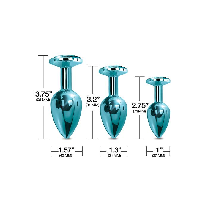 Metal Butt Plug Trainer Set w/Inlaid Jewel