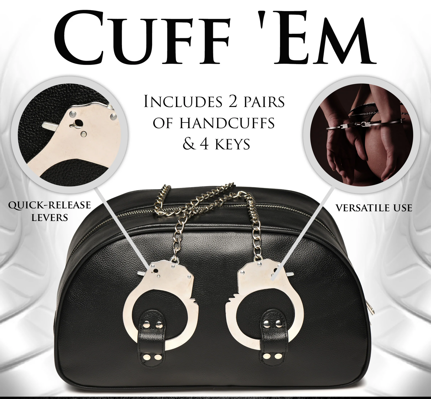 Cuffed and Loaded Travel Bag with Handcuff Handles