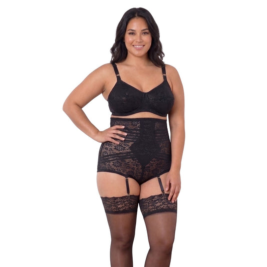 High Waist Extra Firm "No Roll" Panty Girdle with Detachable Garters
