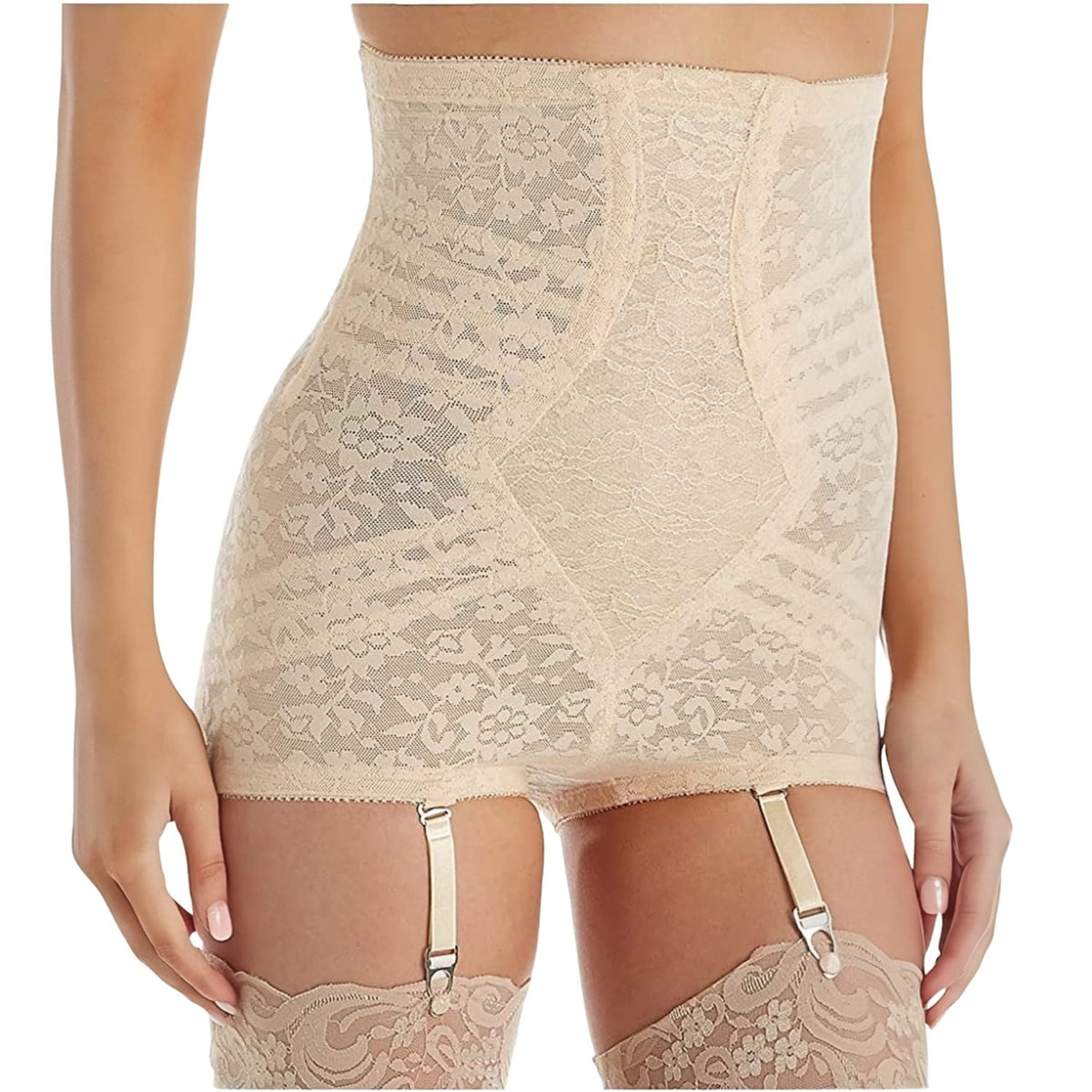 High Waist Extra Firm "No Roll" Panty Girdle with Detachable Garters