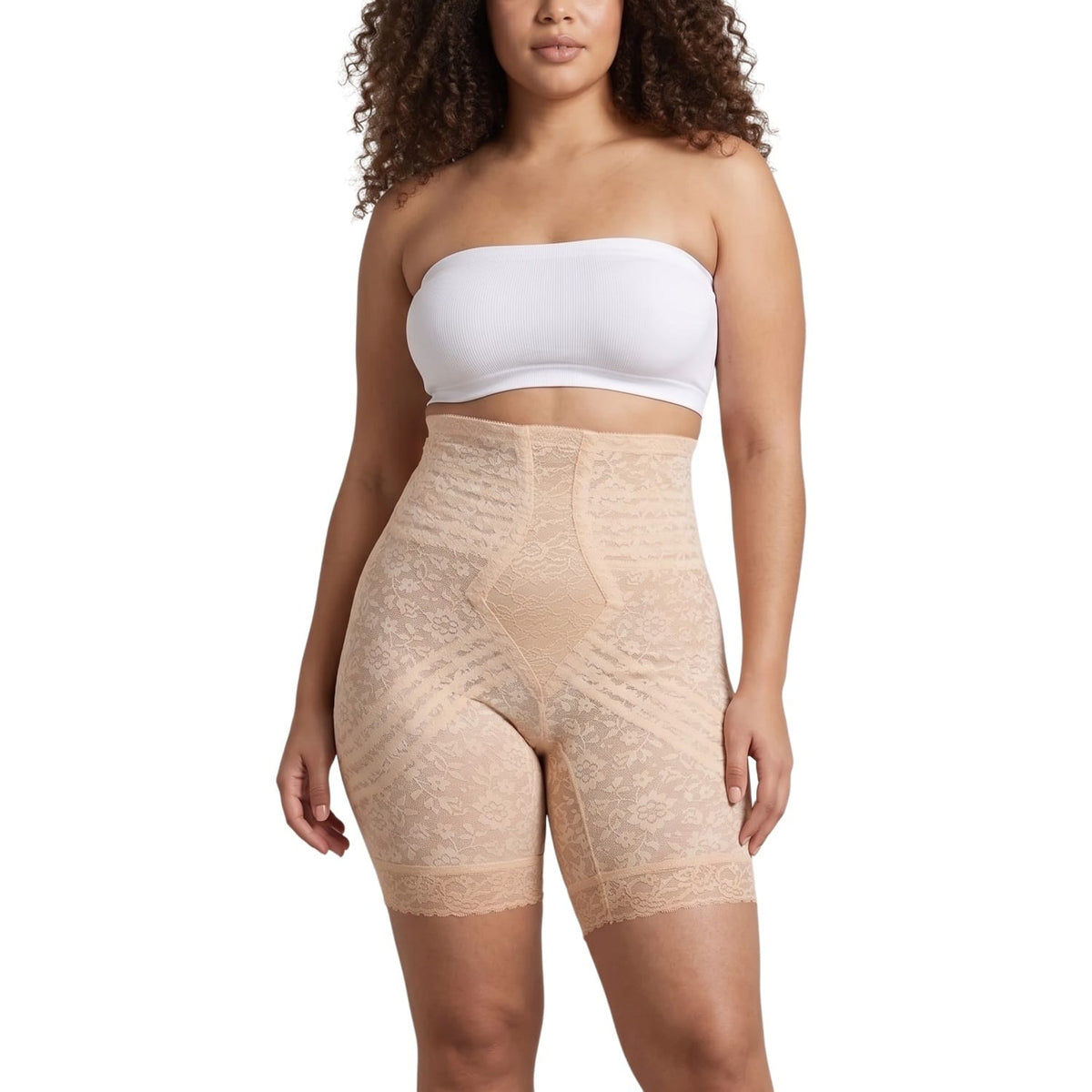 Style 6207 |  No Roll High Waist Lace Thigh Slimmer with Extra Firm Support
