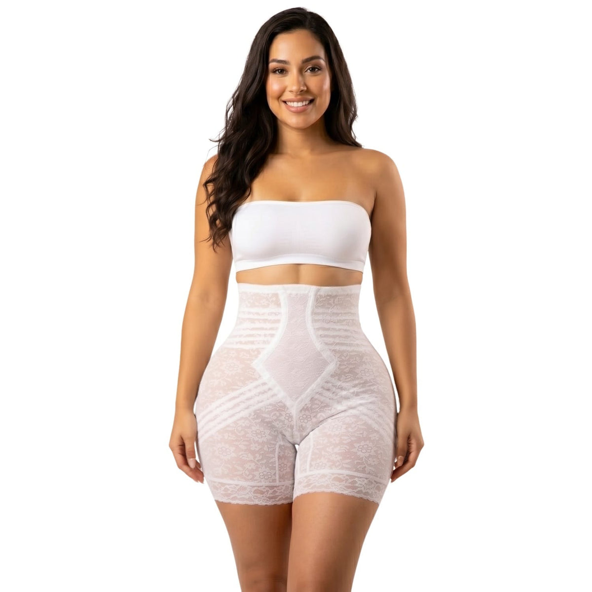 Style 6207 |  No Roll High Waist Lace Thigh Slimmer with Extra Firm Support