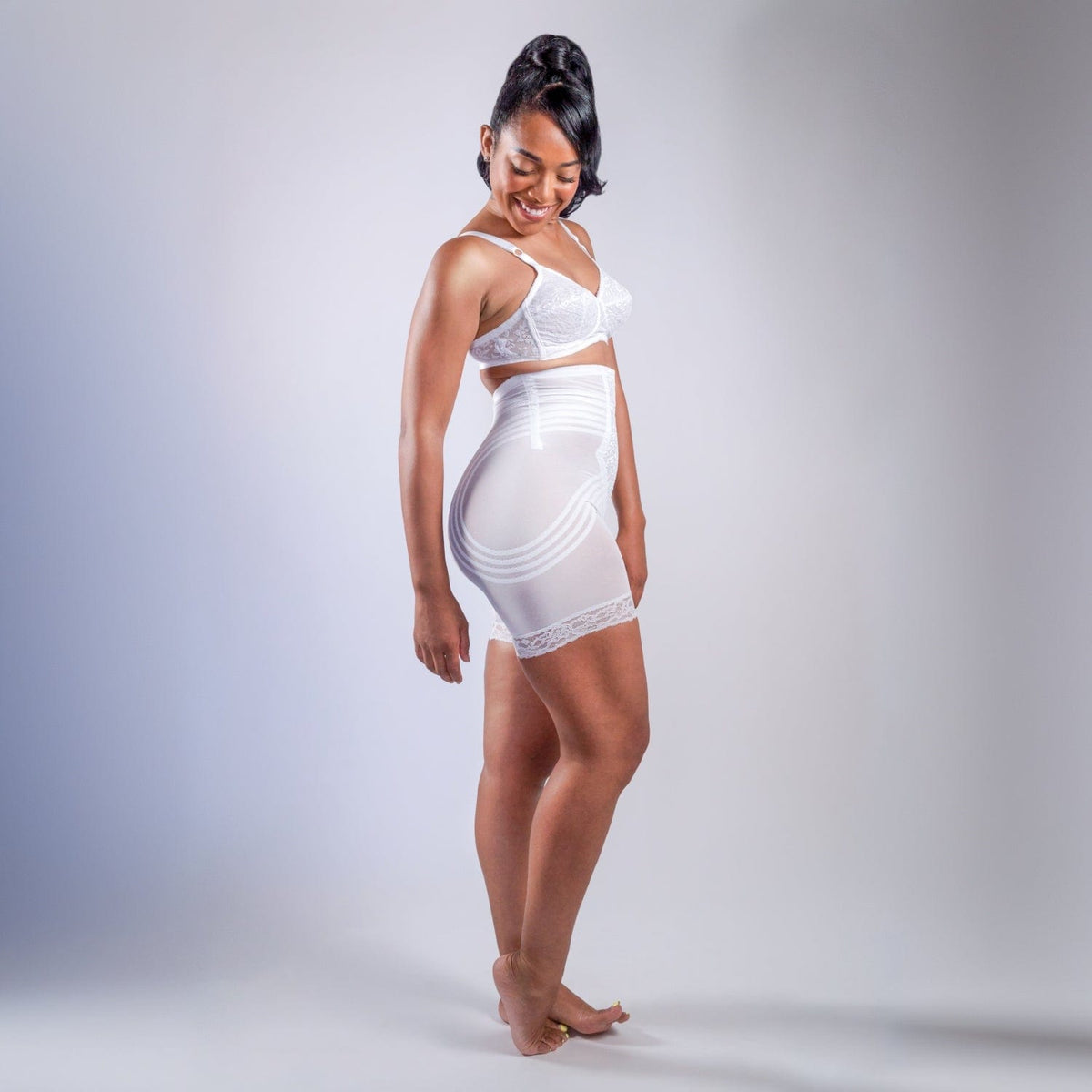 Breathable High Waist Thigh Slimmer | No Roll Power Mesh Hourglass Shaper |  Firm to Extra Firm Support