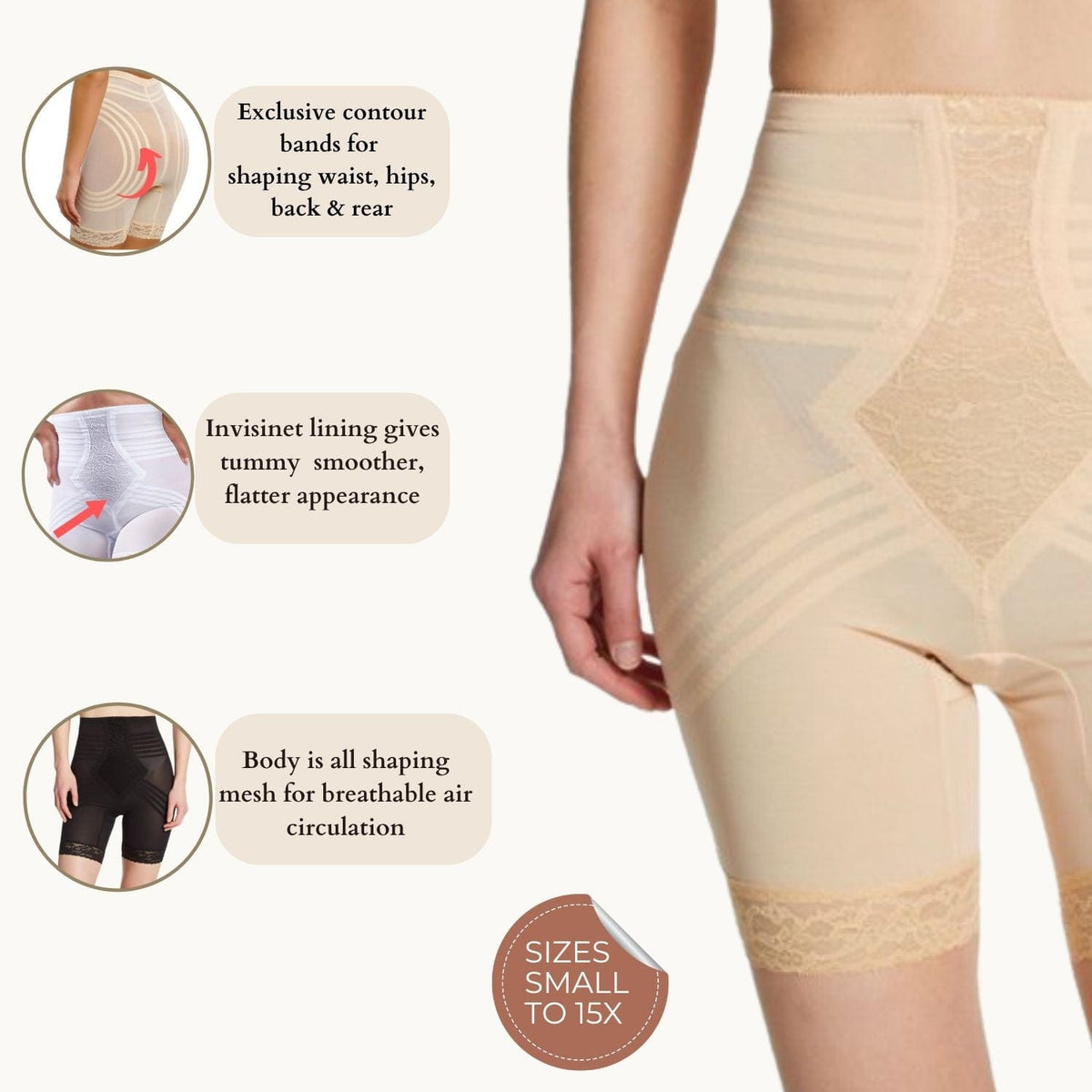 Breathable High Waist Thigh Slimmer | No Roll Power Mesh Hourglass Shaper |  Firm to Extra Firm Support