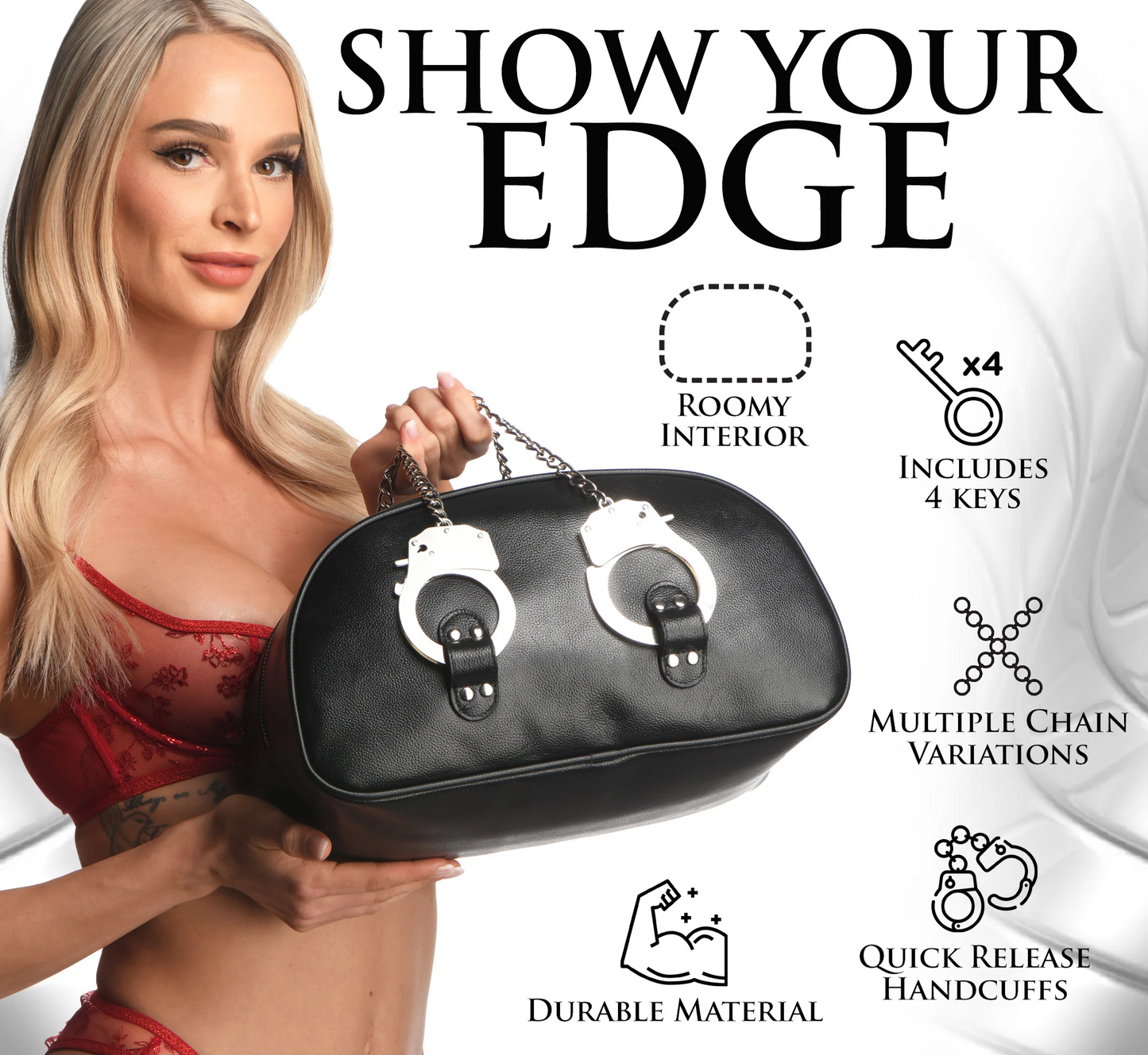 Cuffed and Loaded Travel Bag with Handcuff Handles