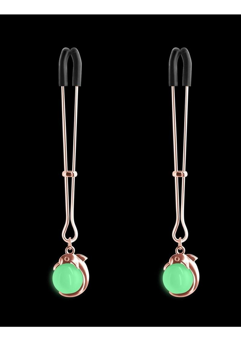 Bound Nipple Clamps  Glow in the Dark - Rose Gold