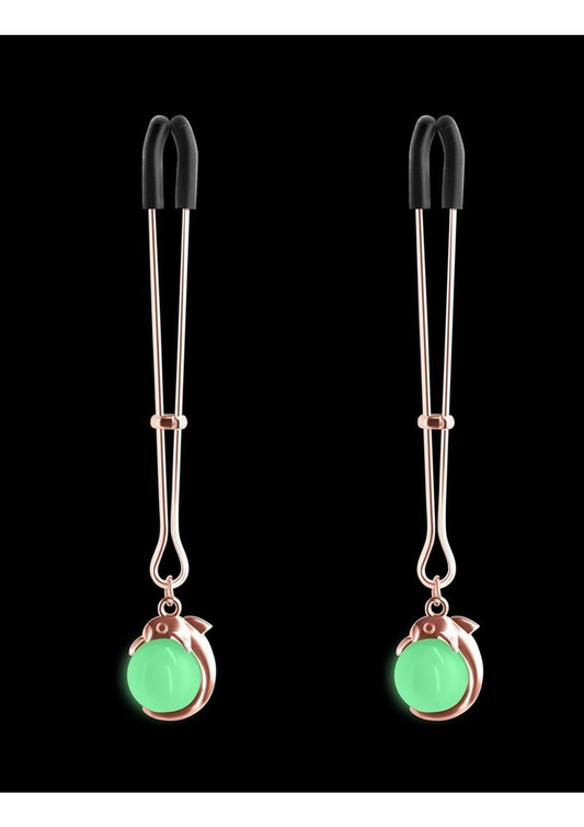 Bound Nipple Clamps  Glow in the Dark - Rose Gold