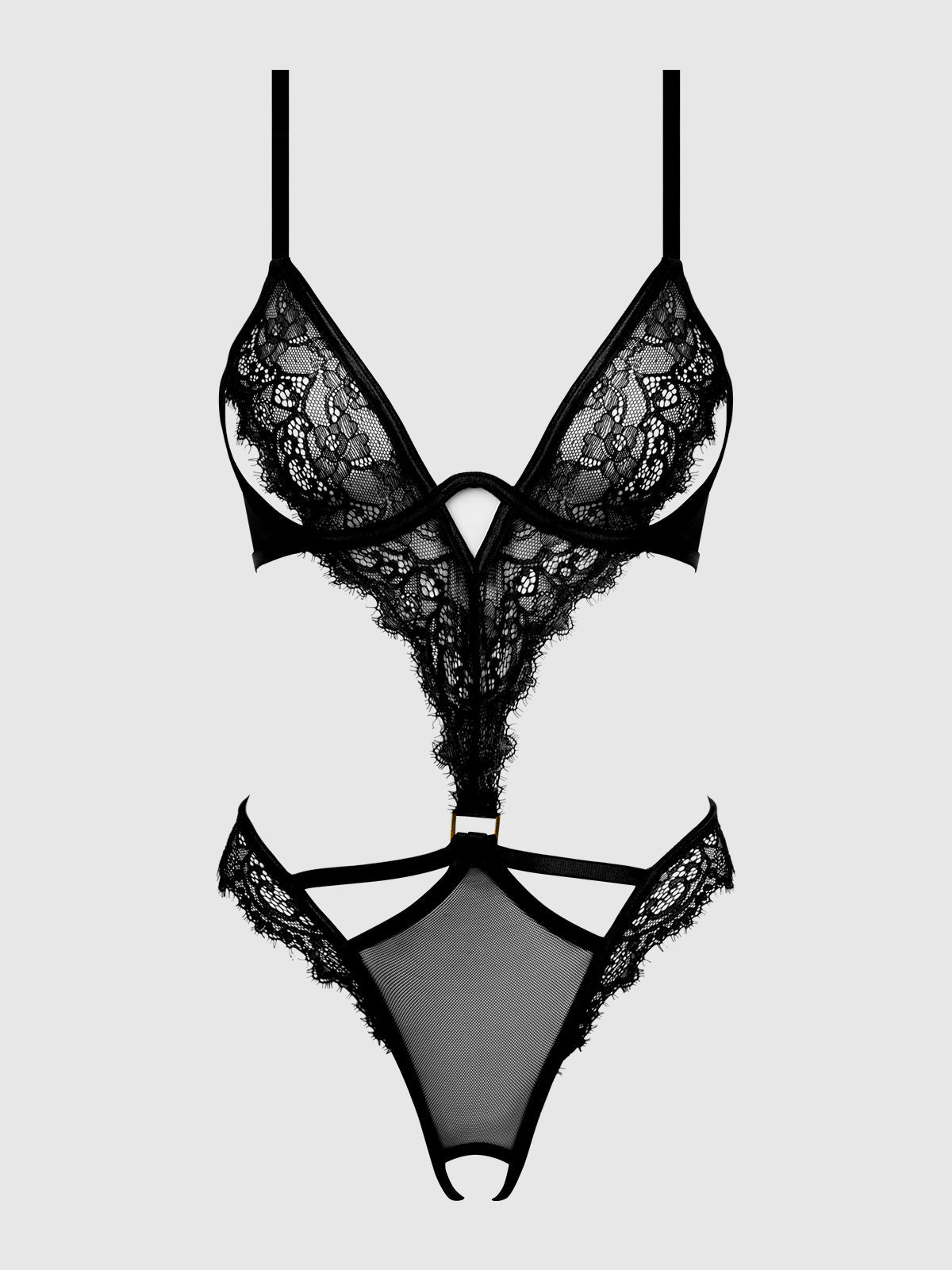 NADIA LACE & MESH CUTOUT TEDDY