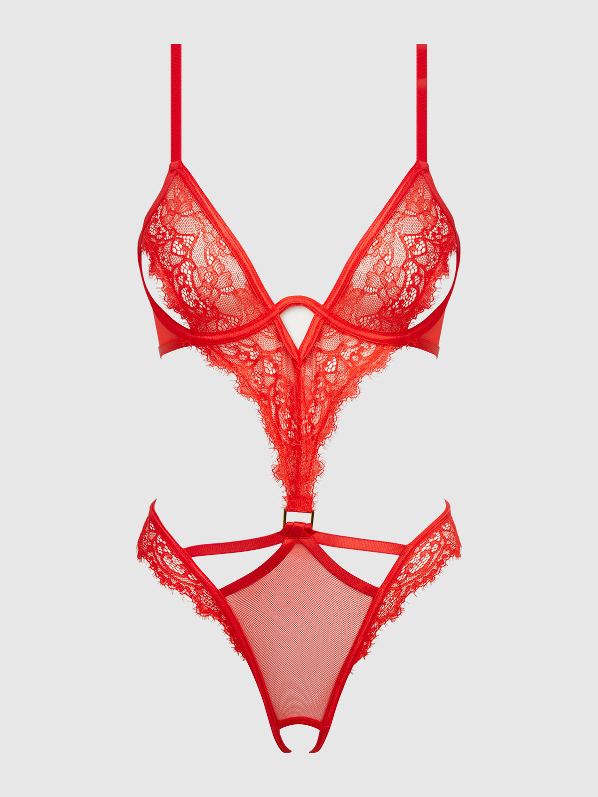 NADIA LACE & MESH CUTOUT TEDDY