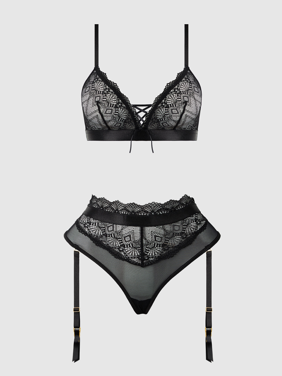 VIVIENNE LACE & MICRO BRALETTE & THONG SET