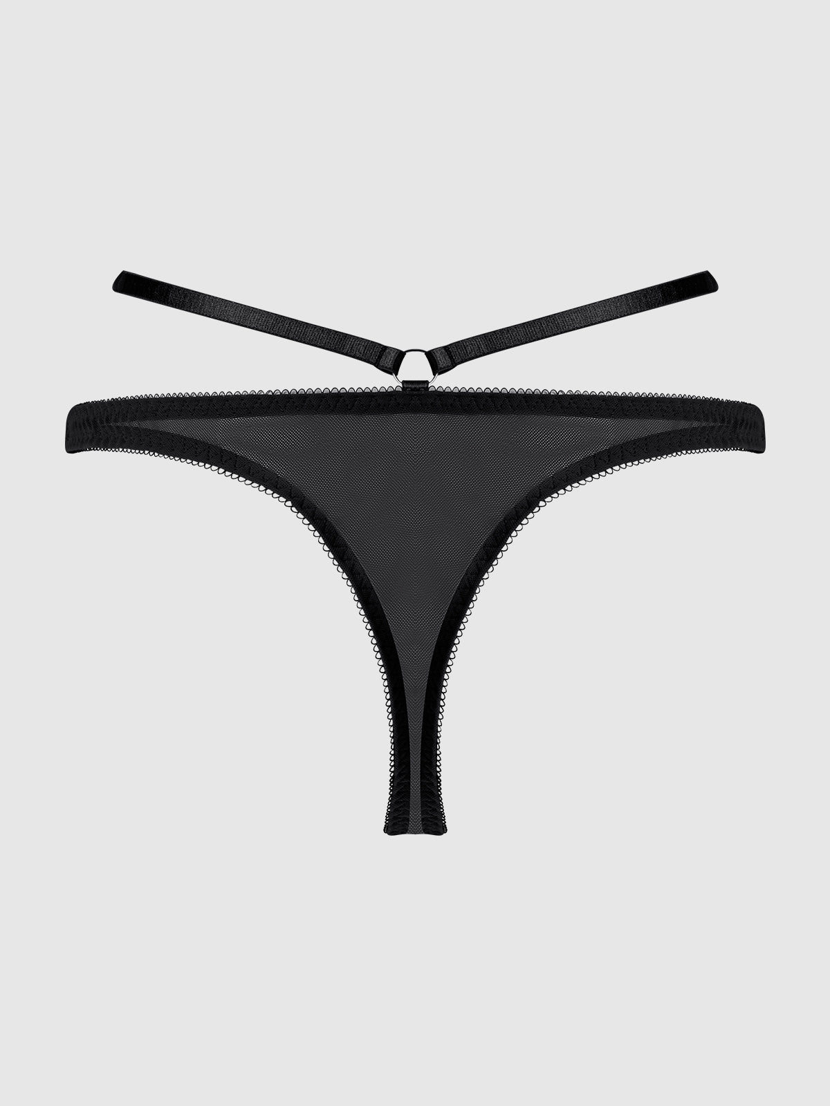 ROSALIE SATIN & EMBROIDERED LACE STRAPPY TANGA