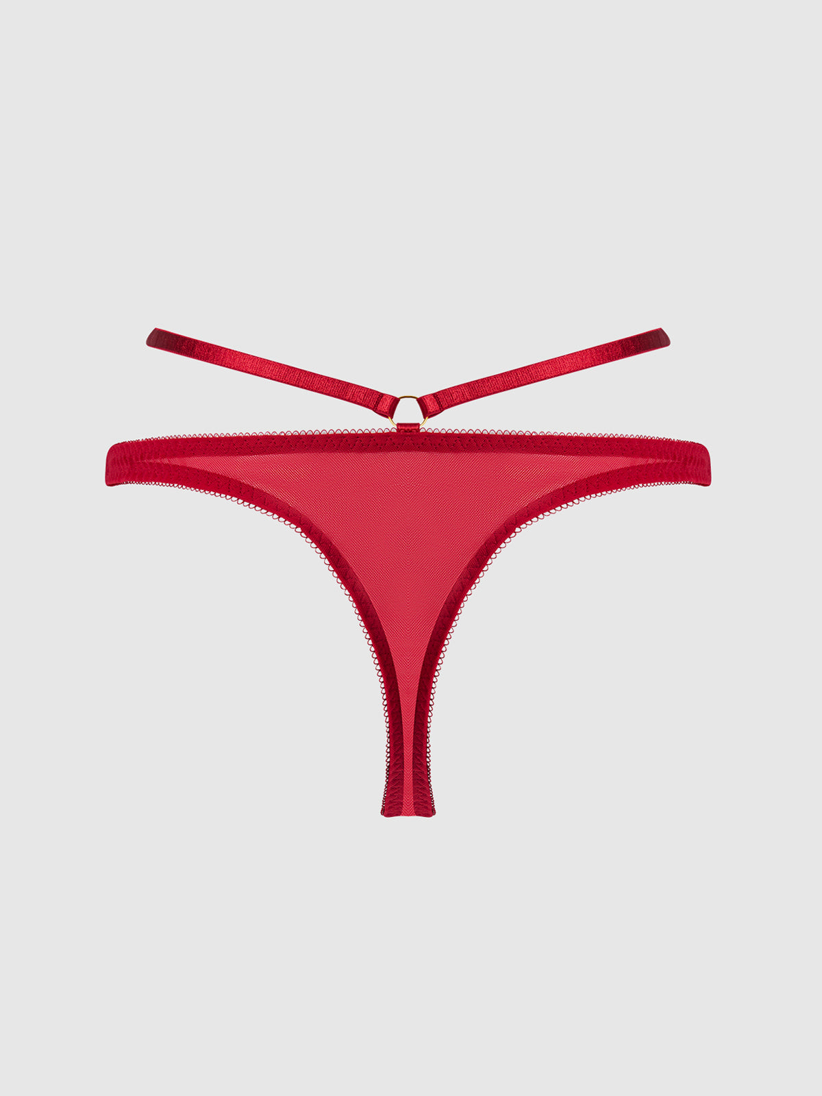 ROSALIE SATIN & EMBROIDERED LACE STRAPPY TANGA