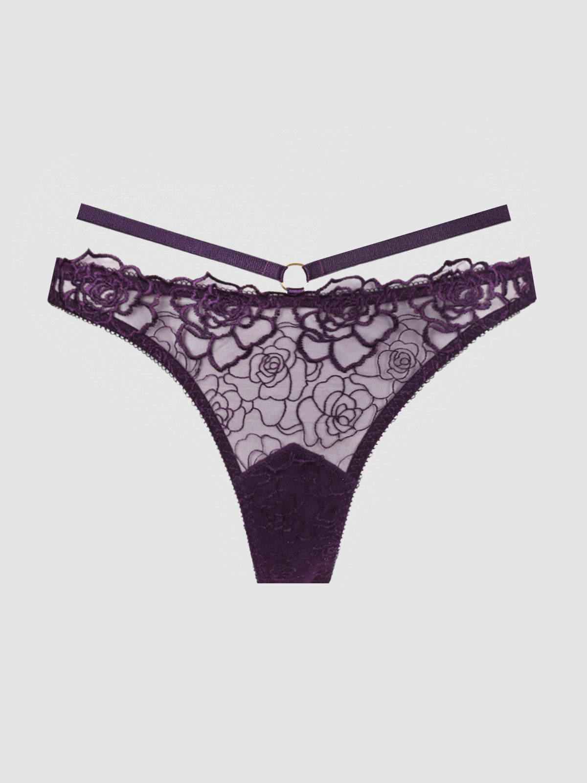 ROSALIE SATIN & EMBROIDERED LACE STRAPPY TANGA