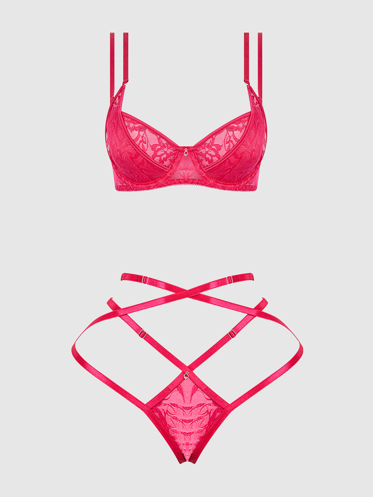 FLORA LACE BRA & STRAPPY THONG SET