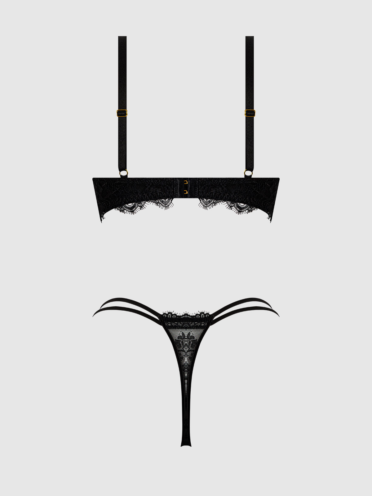 JOCELYN LACE  & SATIN PUSH UP BRA STRAPY THONG SET