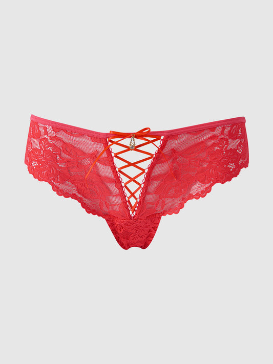 BELLA LACE UP FRONT LACE TANGA