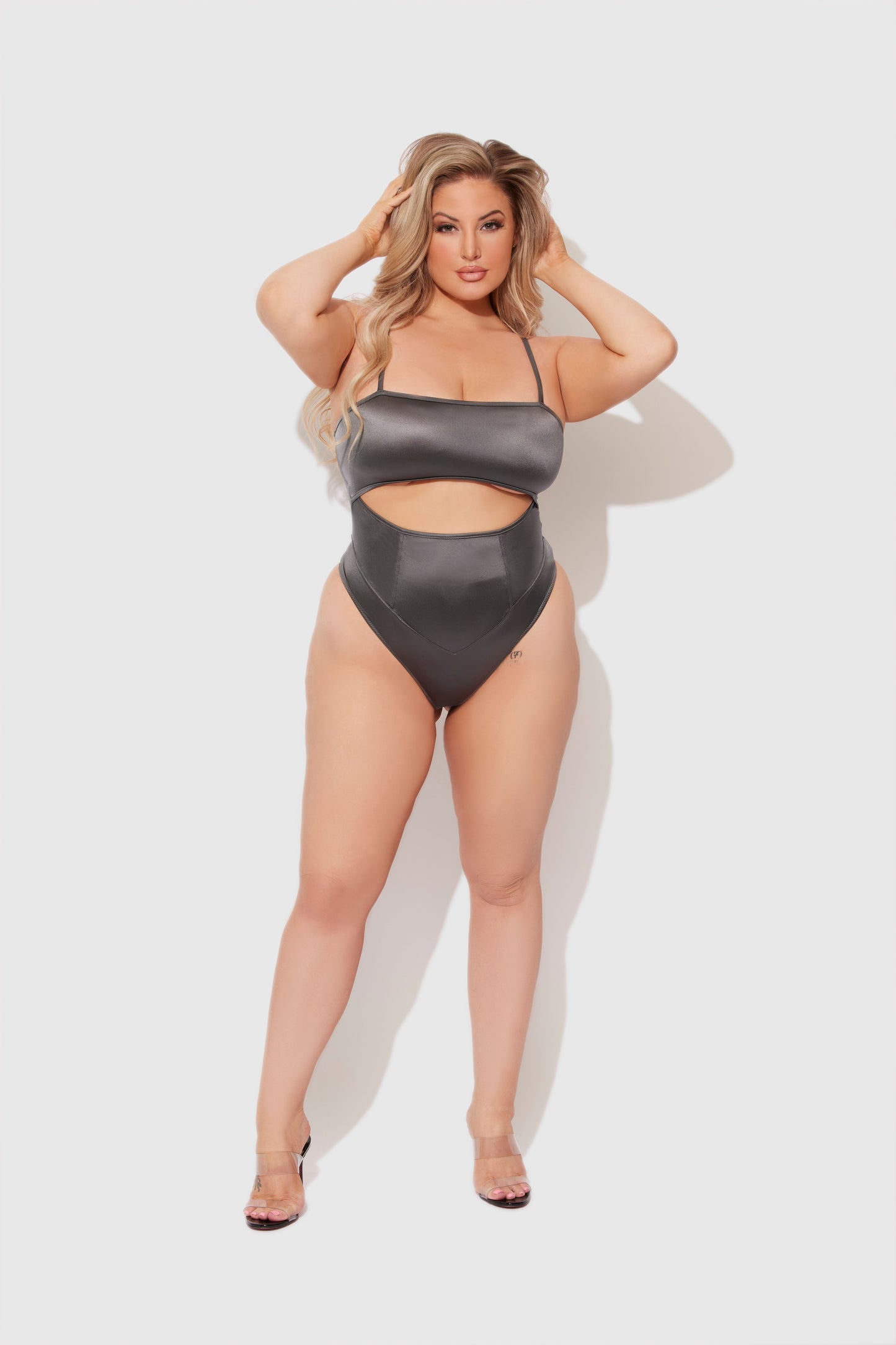 ZOE HIGH SHINE CUTOUT SCOOP BACK BODYSUIT