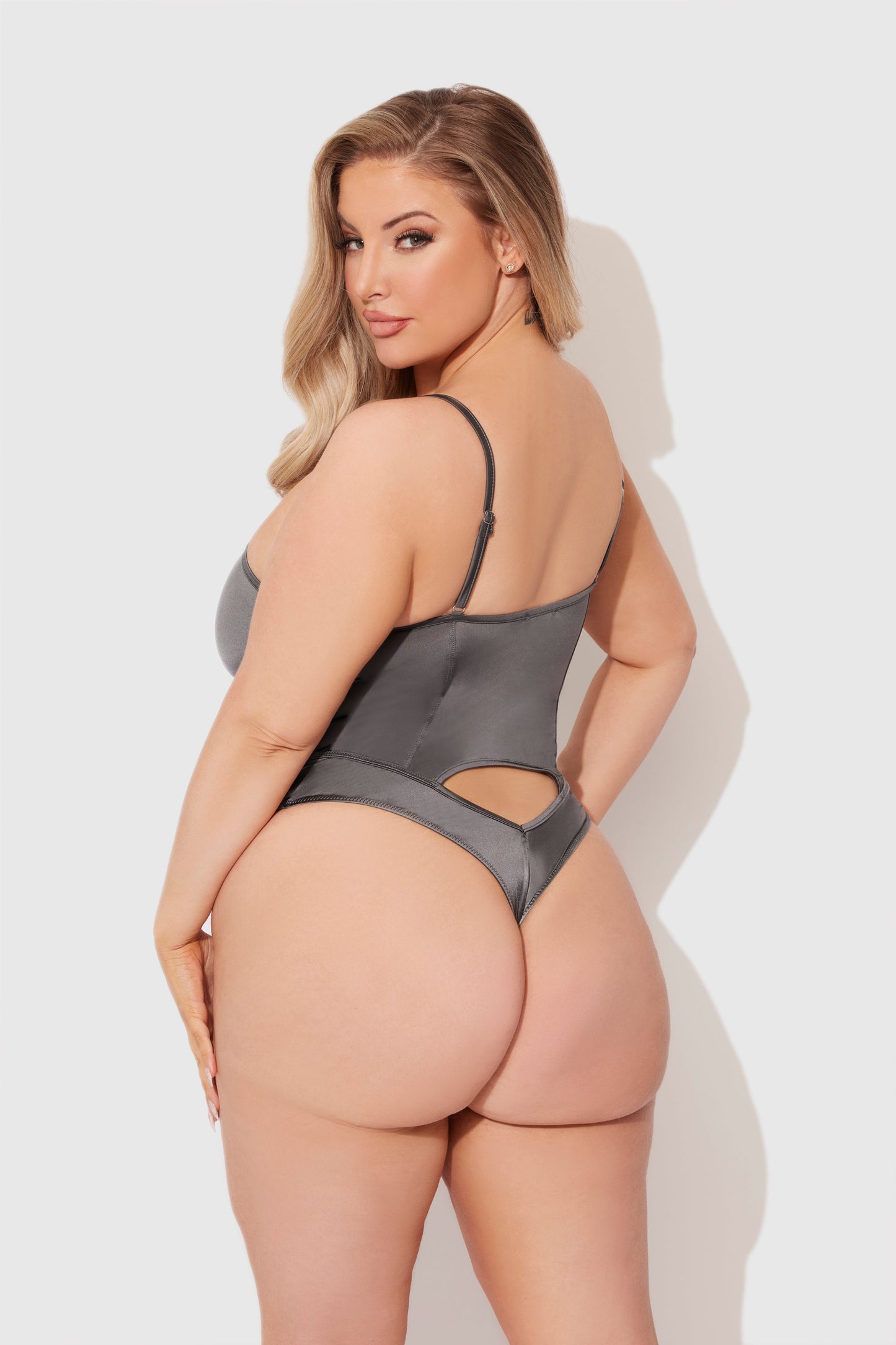 ZOE HIGH SHINE CUTOUT SCOOP BACK BODYSUIT