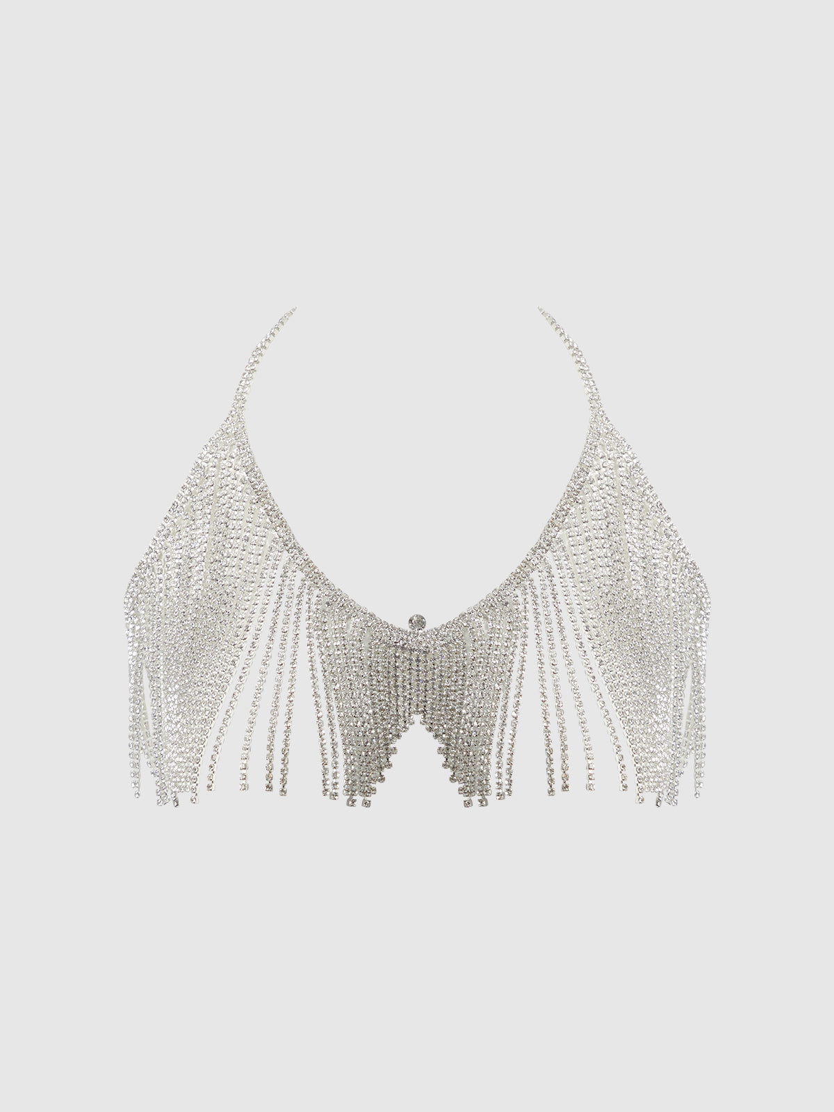RHINESTONE DANGLE V-NECK BRA