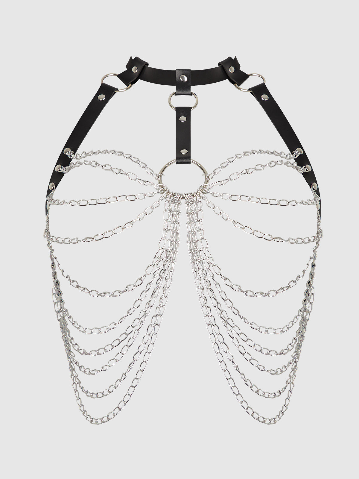 CHAIN & LEATHER-LIKE DRAPED HARNESS