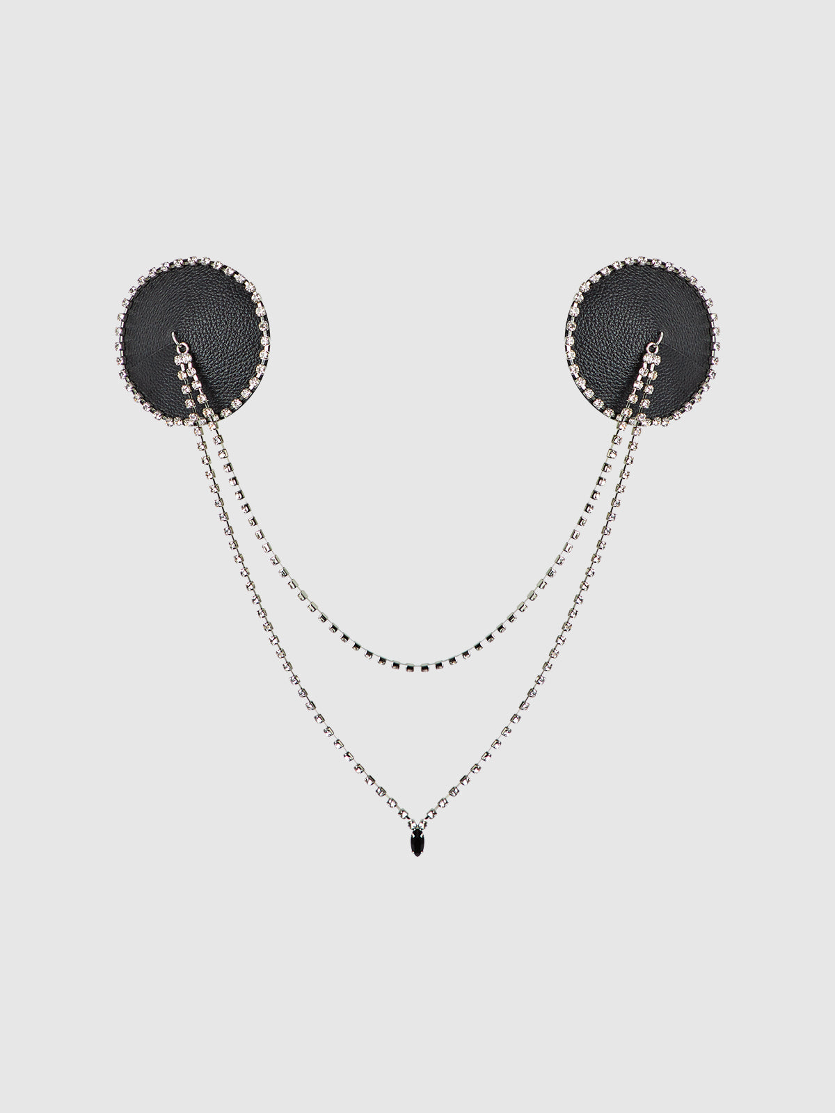 RHINESTONE & LEATHER-LIKE DRAPED PASTIES