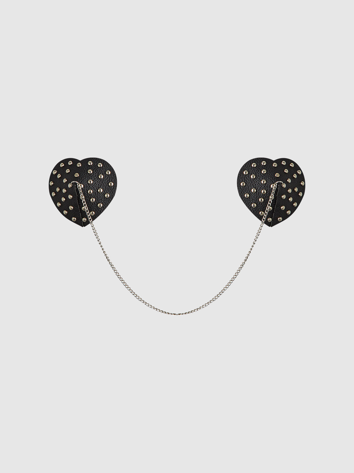 STUDDED & CHAIN DRAPED LEATHER-LIKE HEART PASTIES