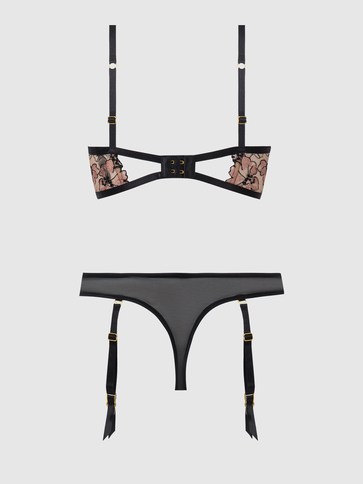 NOVA BLACKLIGHT LACE BRA & GARTERED THONG SET