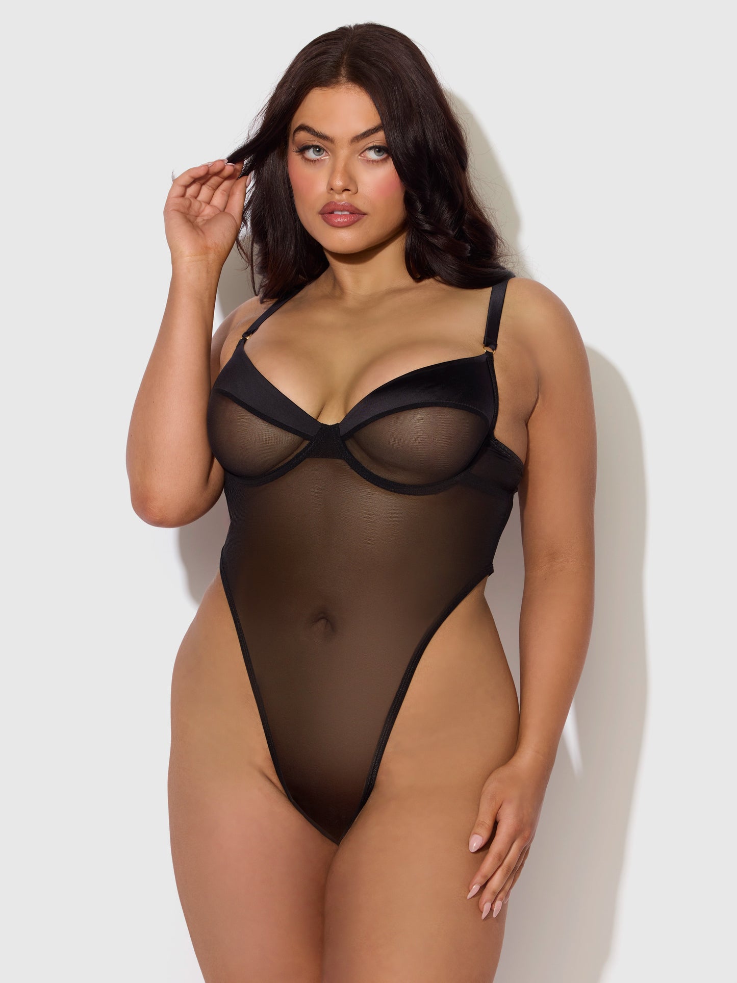 RAQUEL MESH & SILKY MICRO UNDERWIRE BODYSUIT