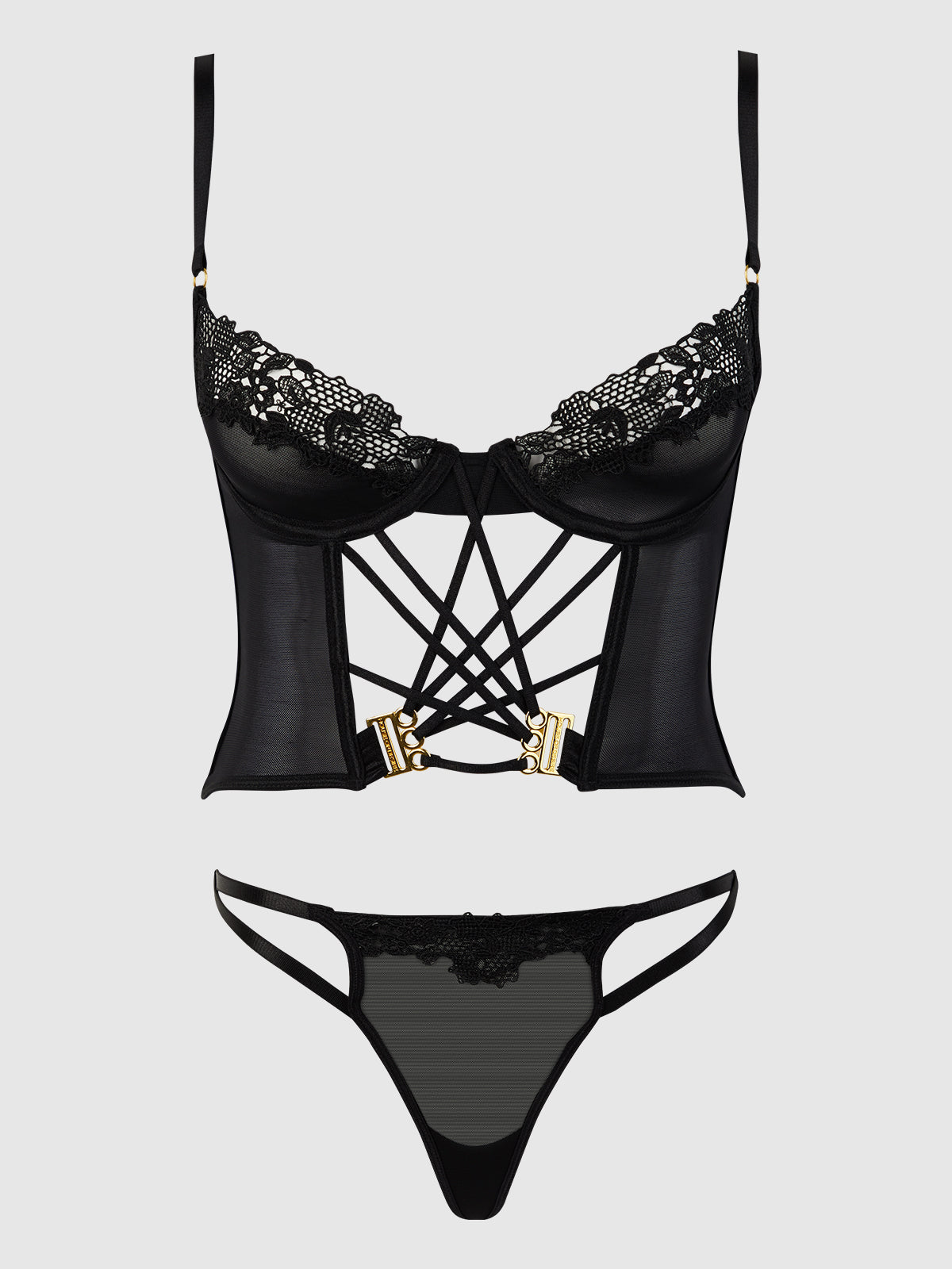 ASHLEY ALEXISS LACE BUSTIER  & G-STRING SET