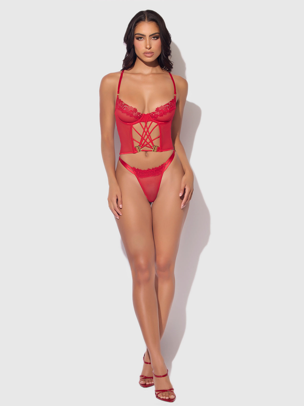 ASHLEY ALEXISS LACE BUSTIER  & G-STRING SET