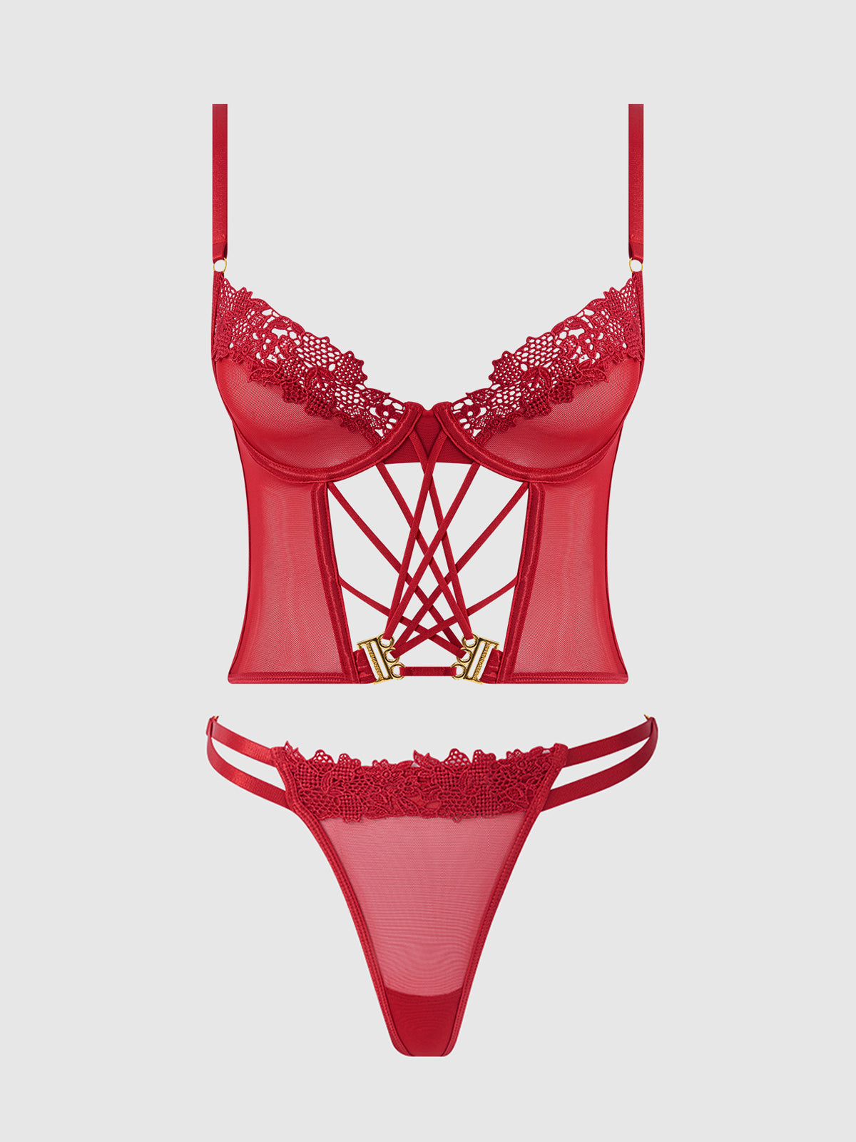 ASHLEY ALEXISS LACE BUSTIER  & G-STRING SET