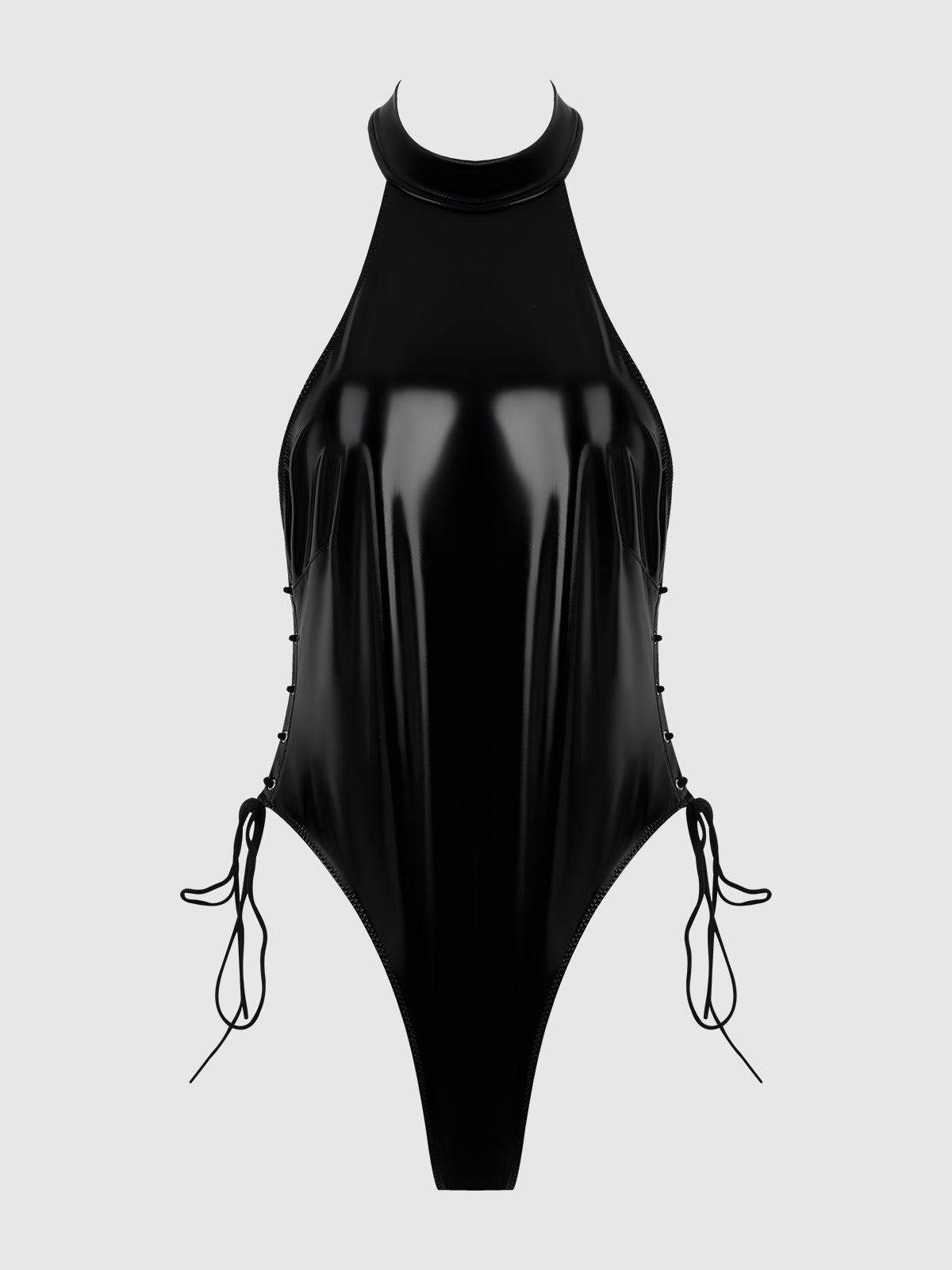 TRINITY PATENT LACE UP HALTER TEDDY