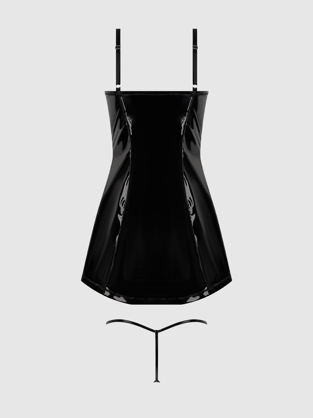 TRINITY PATENT CHEMISE & G-STRING SET