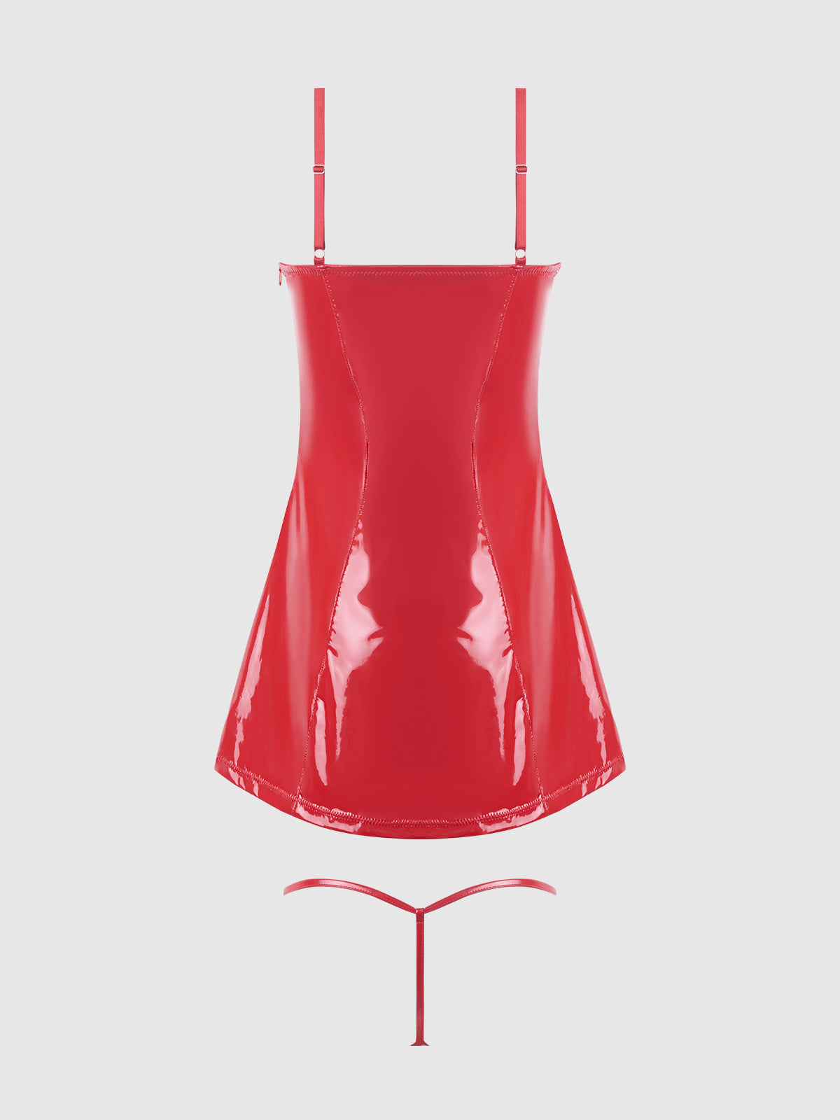 TRINITY PATENT CHEMISE & G-STRING SET