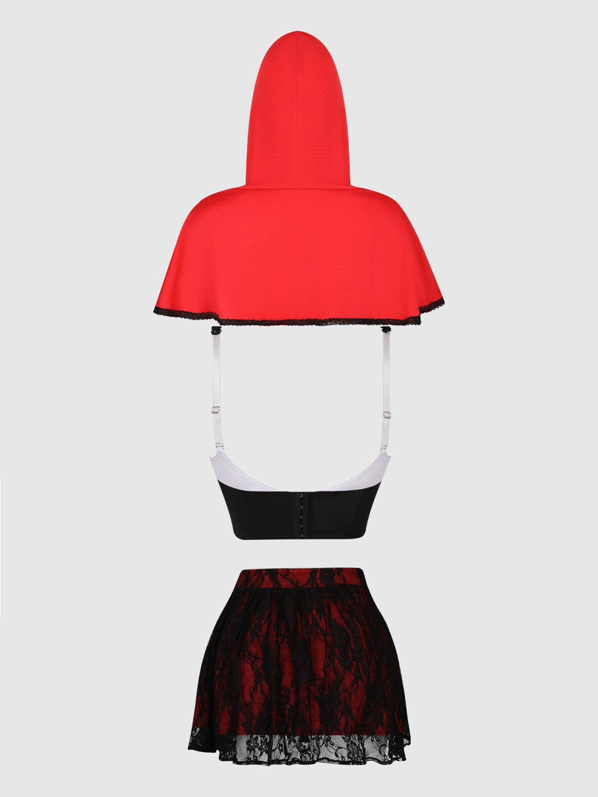 LIL RED BUSTIER, SKIRT & HOOD SET