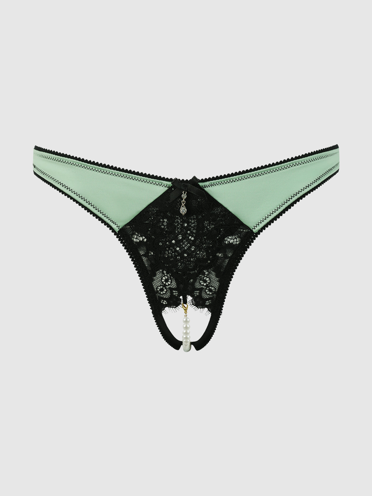 LARA LACE & LIQUID SATIN PEARL CROTCHLESS HIPSTER