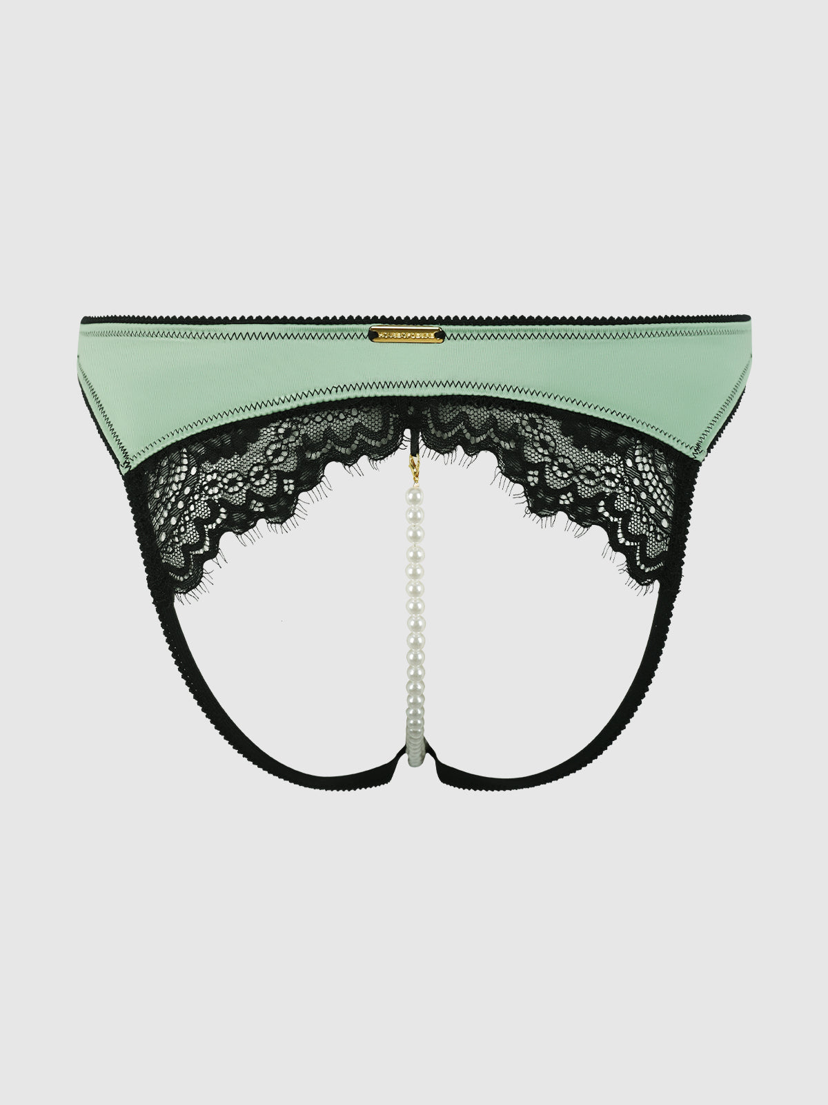 LARA LACE & LIQUID SATIN PEARL CROTCHLESS HIPSTER