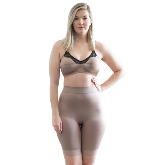 High Waist Light Shaping Bike Short | Satin 4-Way Stretch with Built-In Panty